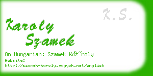 karoly szamek business card